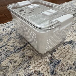 Clear Storage Container with Lid & Mesh Baskets | Pantry, Fridge